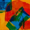 Colorful abstract acrylic artwork with a dynamic composition and vibrant hues.